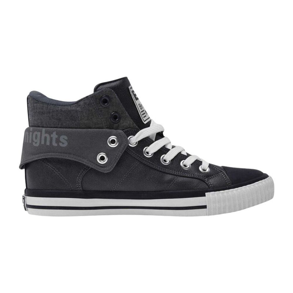 British Knights Mens Roco Folded Collar High Top Trainers / Dark Grey/Black